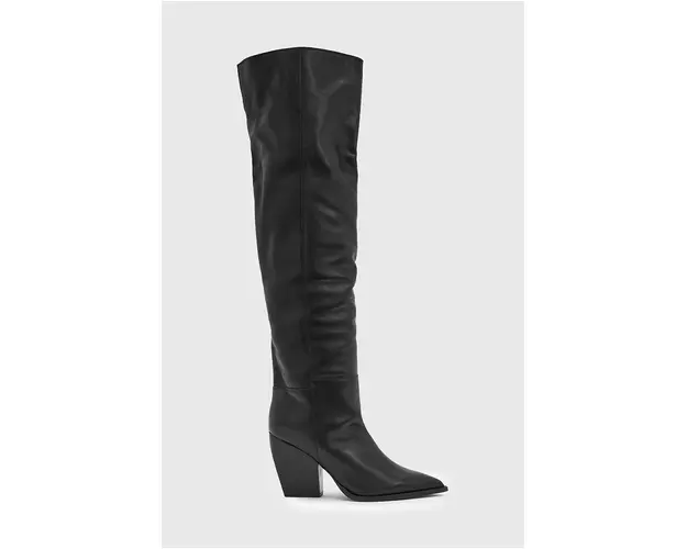 AllSaints ghete de piele Reina Boot femei, culoarea negru, cu toc drept, W096FB
