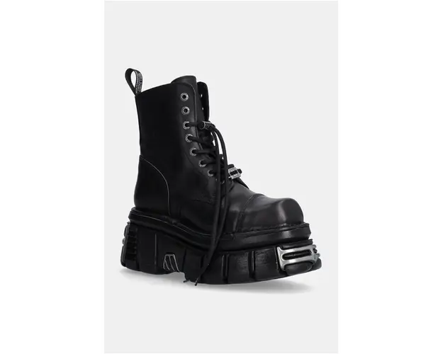 New Rock bocanci de piele Nomada Negro + Tower Negro Acero E14 femei, culoarea negru, cu platforma, M-NEWMILI083-S37