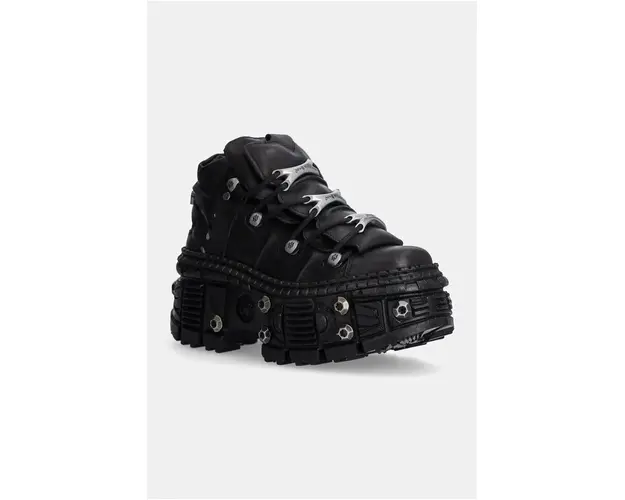 New Rock sneakers din piele Crust Negro + Tank Casco Negro culoarea negru, M-WALL106-S25