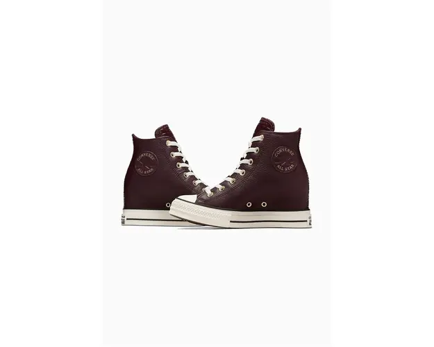 Converse tenisi de piele Chuck Taylor All Star Wedge femei, culoarea maro, A12349C