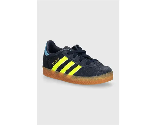 adidas Originals tenisi din piele copii GAZELLE CF EL culoarea albastru marin, IH2783