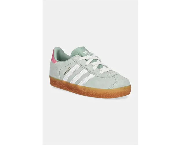 adidas Originals sneakers de piele intoarsa pentru copii GAZELLE CF EL culoarea verde, IH2782