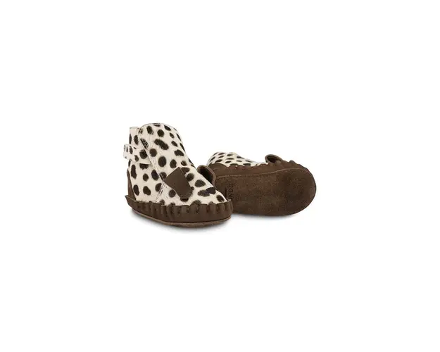 Donsje incaltaminte din piele pentru bebelusi Kapi Exclusive Booties Dalmatian culoarea maro, 1028120