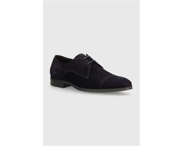 BOSS pantofi de piele intoarsa Theon barbati, culoarea albastru marin, 50523050