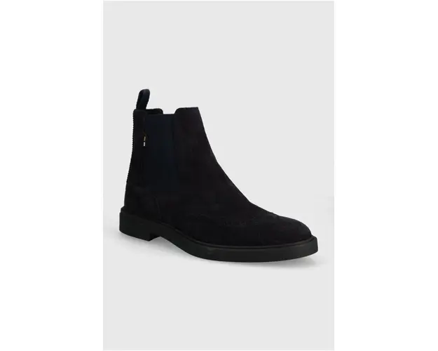 BOSS botine din piele intoarsa Calev barbati, culoarea albastru marin, 50523007