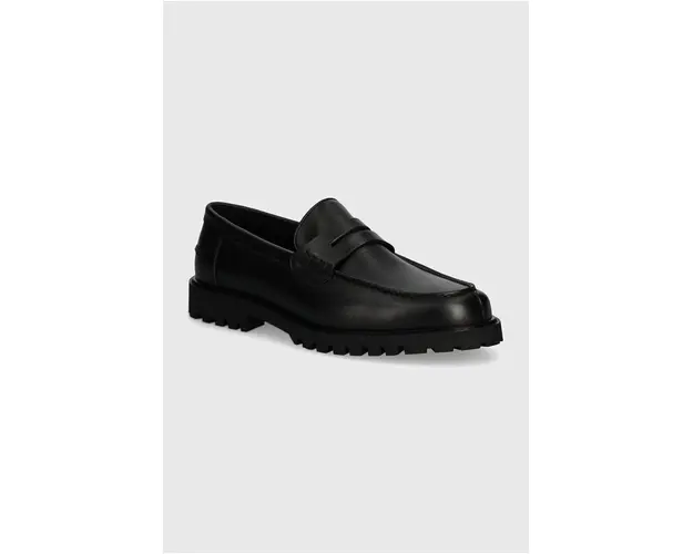 BOSS mocasini de piele Richayl barbati, culoarea negru, 50523092