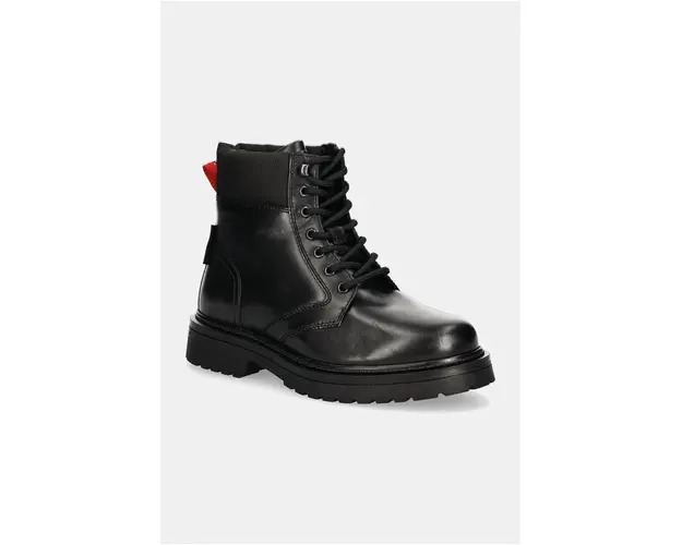 Tommy Jeans pantofi inalti TJM LACE UP BOOT barbati, culoarea negru, EM0EM01446