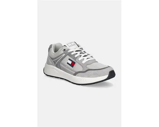 Tommy Jeans sneakers TJM RUNNER MIX MATERIAL culoarea gri, EM0EM01494