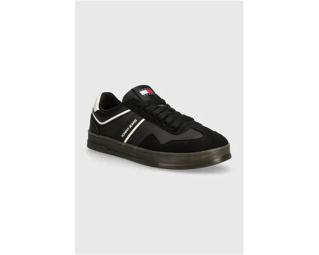 Tommy Jeans sneakers TJM LEATHER RETRO CUPSOLE culoarea negru, EM0EM01414
