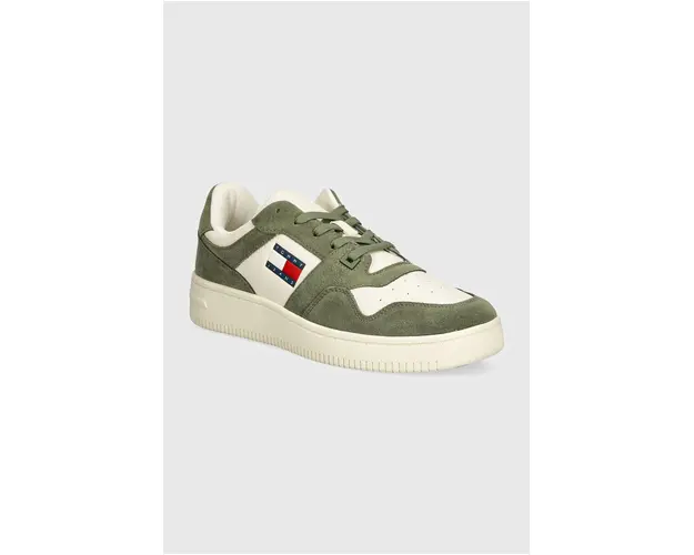 Tommy Jeans sneakers TJM BASKET LEATHER culoarea verde, EM0EM01440