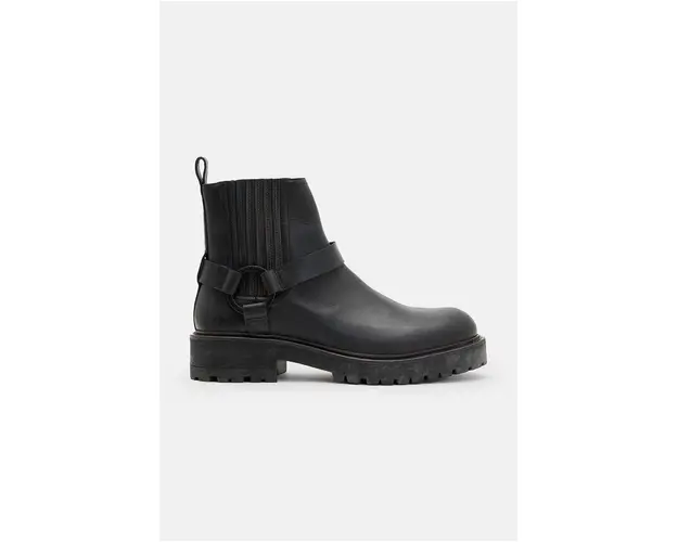 AllSaints ghete de piele Hank Biker Boot barbati, culoarea negru, M017FB