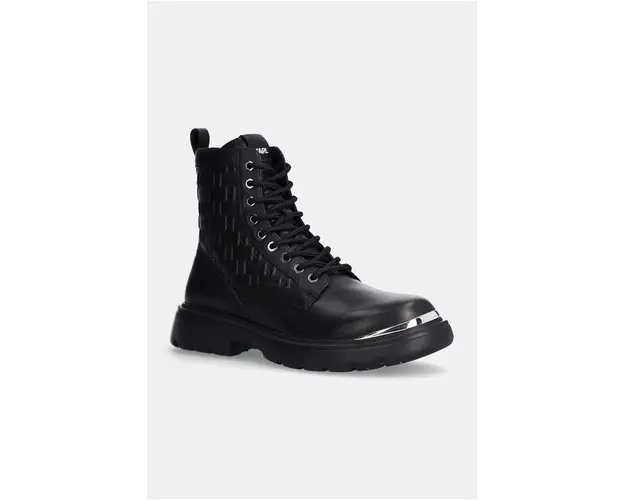 Karl Lagerfeld bocanci de piele MASON barbati, culoarea negru, KL13054
