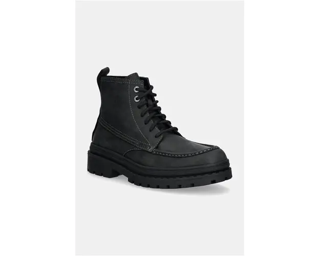 BOSS bocanci de piele Nebular barbati, culoarea negru, 50529219