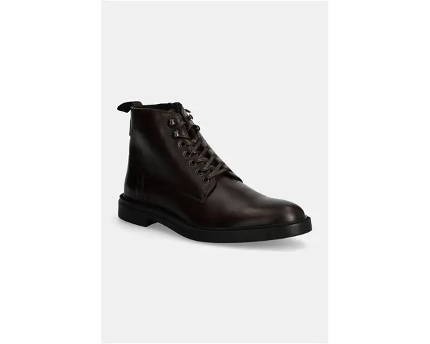BOSS pantofi inalti de piele Calev barbati, culoarea maro, 50529253
