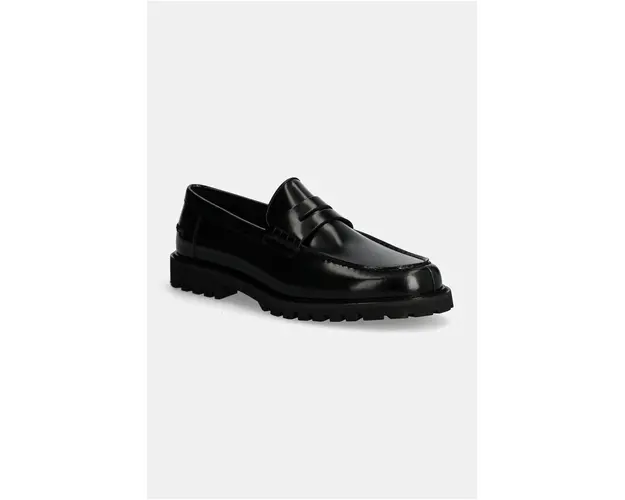 BOSS mocasini de piele Richayl barbati, culoarea negru, 50529262