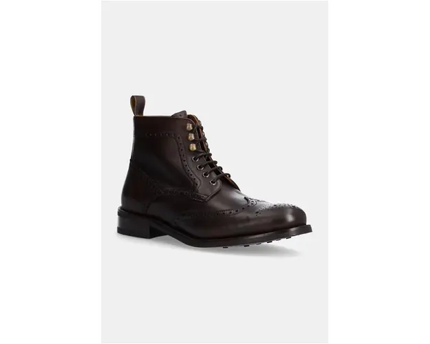 Hackett London ghete de piele JAME BROGUEBOOT barbati, culoarea maro, HMS21425
