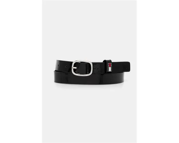 Tommy Jeans curea de piele femei, culoarea negru, AW0AW16257