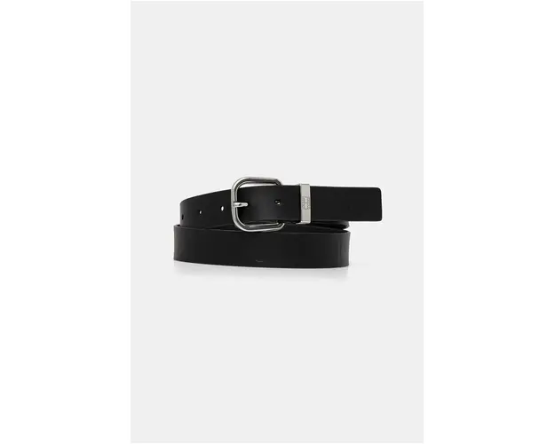 Tommy Jeans curea de piele femei, culoarea negru, AW0AW16792