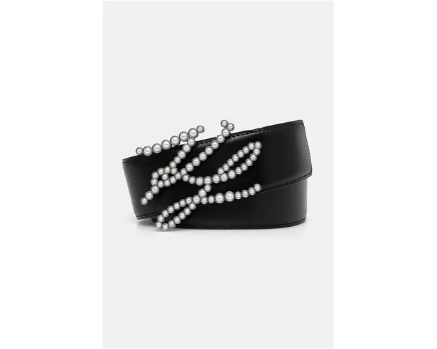 Karl Lagerfeld curea de piele femei, culoarea negru, 246W3102