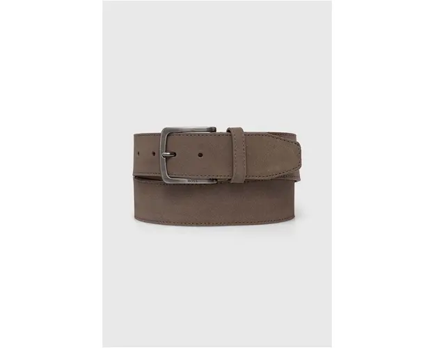 BOSS curea din piele intoarsa culoarea maro, 50523374