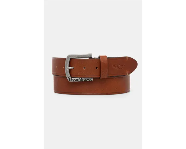 Pepe Jeans curea de piele MOSS BELT barbati, culoarea maro, PM021026