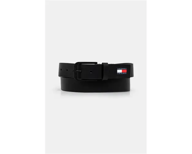 Tommy Jeans curea de piele barbati, culoarea negru, AM0AM12969