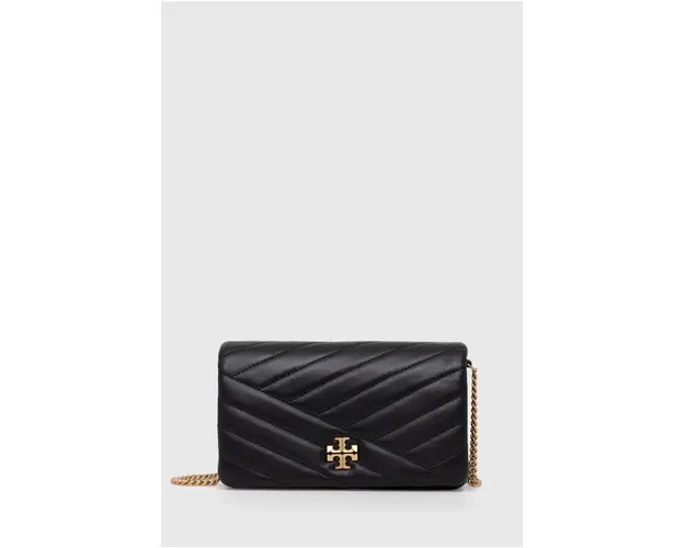 Tory Burch poseta de piele Kira Chevron culoarea negru, 156553.001