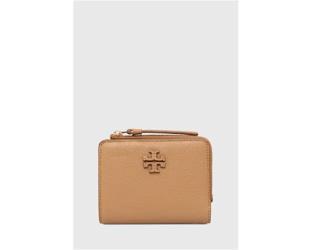 Tory Burch portofel de piele McGraw Bi-Fold femei, culoarea maro, 158904.227