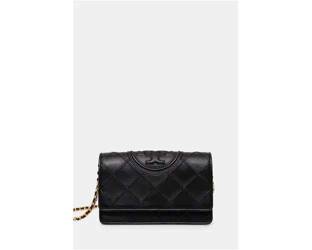 Tory Burch poseta de piele Fleming culoarea negru, 138853