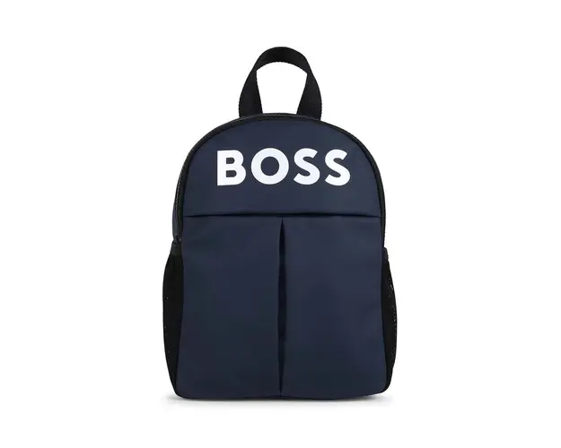 BOSS ghiozdan copii culoarea albastru marin, mare, cu imprimeu, J51604