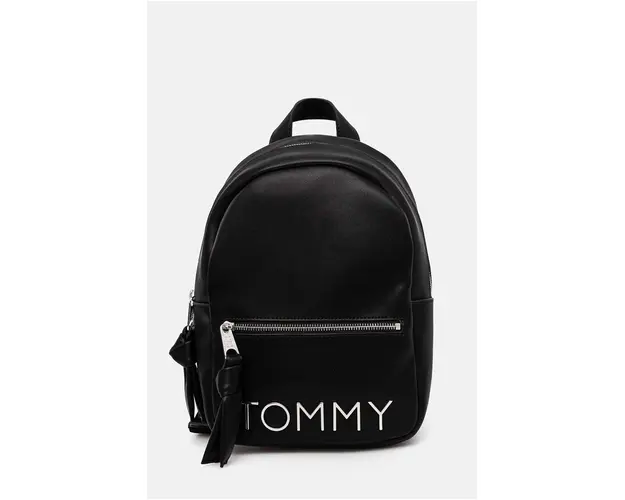 Tommy Jeans rucsac femei, culoarea negru, mic, neted, AW0AW16261