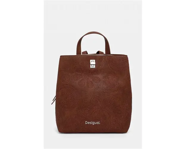 Desigual rucsac DEJAVU SUMY MINI femei, culoarea maro, mic, cu imprimeu, 24WAKP02