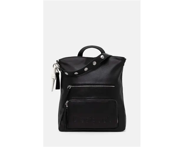 Desigual rucsac HALF LOGO FW24 PRETO femei, culoarea negru, mare, neted, 24WAKP03
