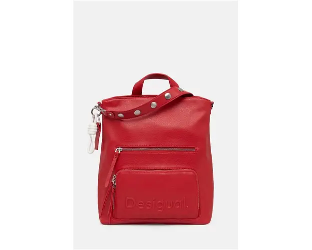 Desigual rucsac HALF LOGO FW24 PRET femei, culoarea rosu, mare, neted, 24WAKP26