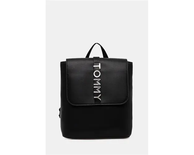 Tommy Jeans rucsac femei, culoarea negru, mic, cu imprimeu, AW0AW16506