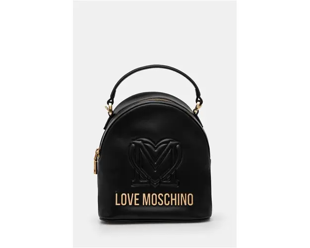 Love Moschino ghiozdan de piele femei, culoarea negru, mic, cu imprimeu, JC4361PP0L