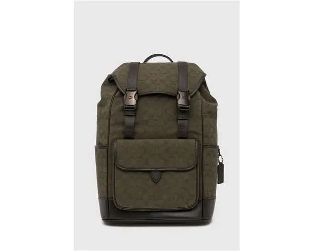 Coach rucsac barbati, culoarea verde, mare, neted, CU070
