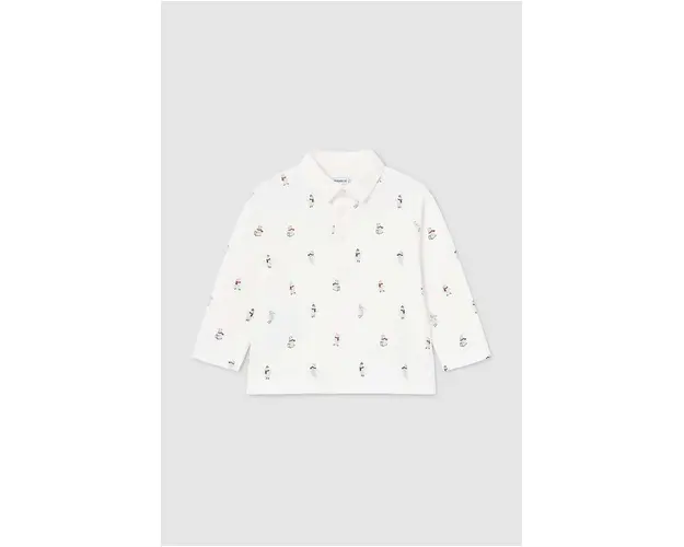 Mayoral tricouri polo din bumbac pentru bebelusi culoarea bej, modelator, 2182