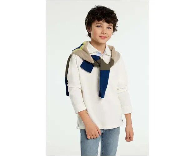 Mayoral tricouri polo din bumbac pentru copii culoarea bej, neted, 7104