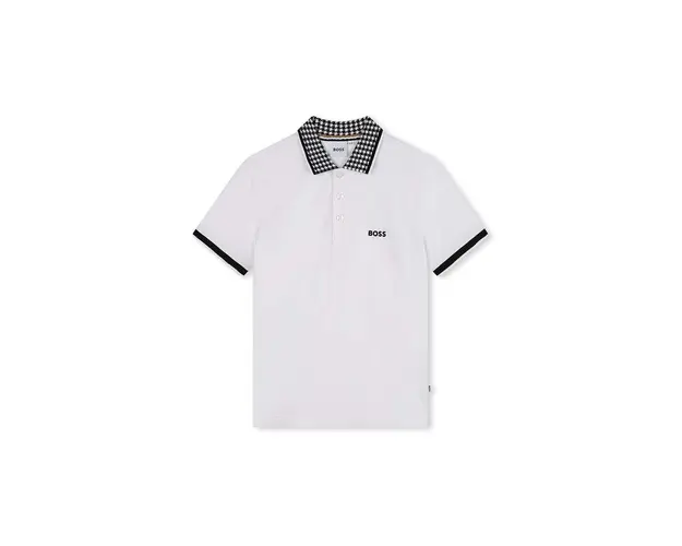 BOSS tricou polo copii culoarea alb, J51177