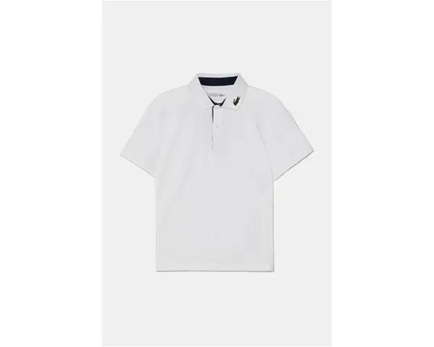 Lacoste tricou polo copii culoarea alb, neted, DJ7429