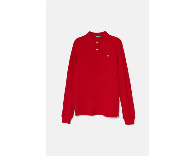 United Colors of Benetton longsleeve din bumbac pentru copii culoarea rosu, neted, 3089C300Z