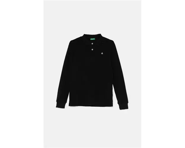 United Colors of Benetton longsleeve din bumbac pentru copii culoarea negru, neted, 3089C300Z