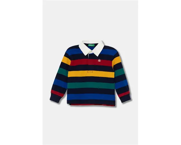 United Colors of Benetton longsleeve din bumbac pentru copii culoarea albastru marin, modelator, 3TBXG300T