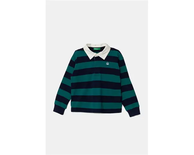 United Colors of Benetton longsleeve din bumbac pentru copii culoarea verde, modelator, 3TBXG300T