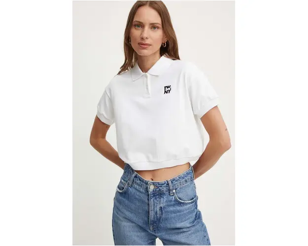Dkny tricou polo femei, culoarea bej, D2B4A108