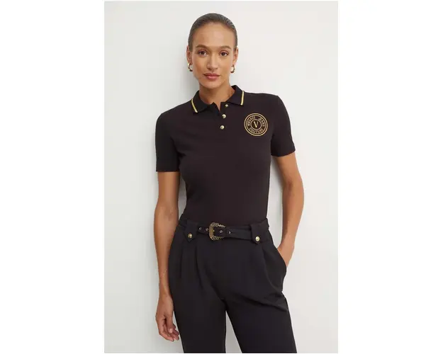 Versace Jeans Couture polo de bumbac culoarea negru, 77HAGT00 CJ01T