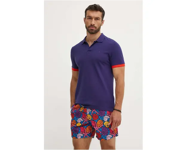 Vilebrequin polo de bumbac PALATIN culoarea albastru marin, neted, PLTAN100