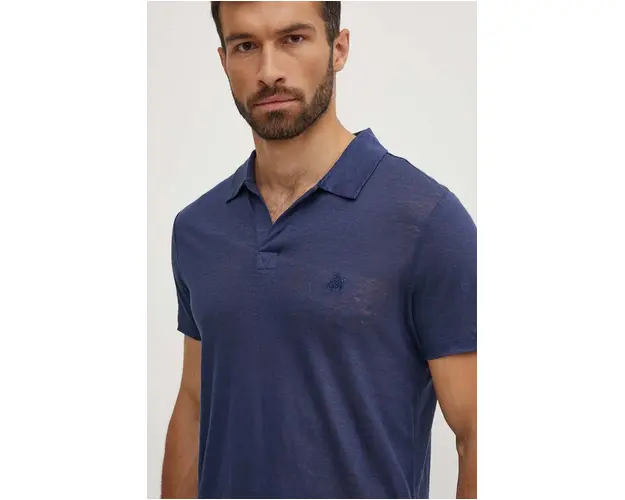 Vilebrequin polo din in PYRAMID culoarea albastru marin, neted, PYRE9O00
