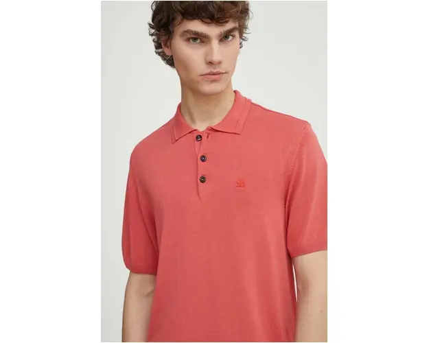 G-Star Raw tricou polo barbati, culoarea roz, neted, D24663-D618